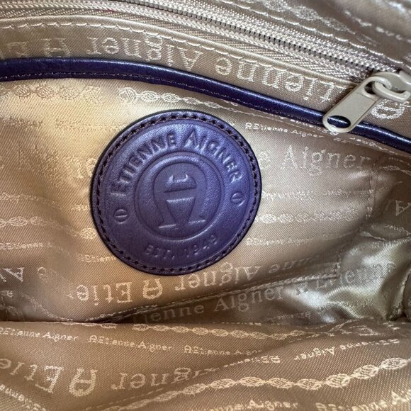 Etienne Aigner Navy Leather Buckle Detail Silver Hardware Shoulder Hobo Bag - Picture 4 of 12